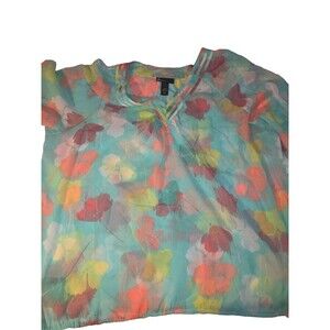 Lane Bryant Women's Multicolor Short Sleeve Blouse Polyester Blend Size 26/28